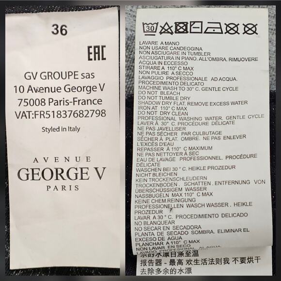 Avenue George V Paris Jeans Mens 36 Black Silver Skater Streetwear Grunge Punk - Picture 12 of 16